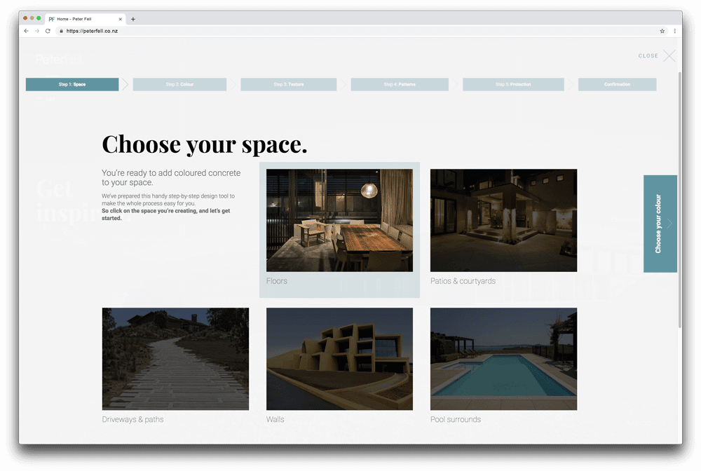 PeterFell-System-coloured-concrete-design-tool-steps Tool for designing and specifying concrete colours, textures patterns and sealers.